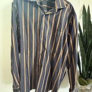 Ermenegildo Zegna Black and Gold Striped Shirt